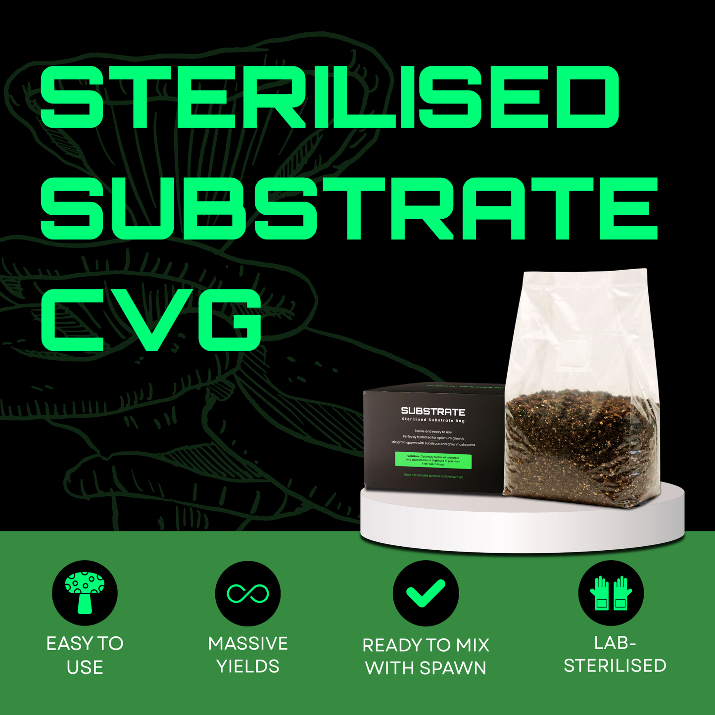 Sterilised CVG Mushroom Substrate Bag