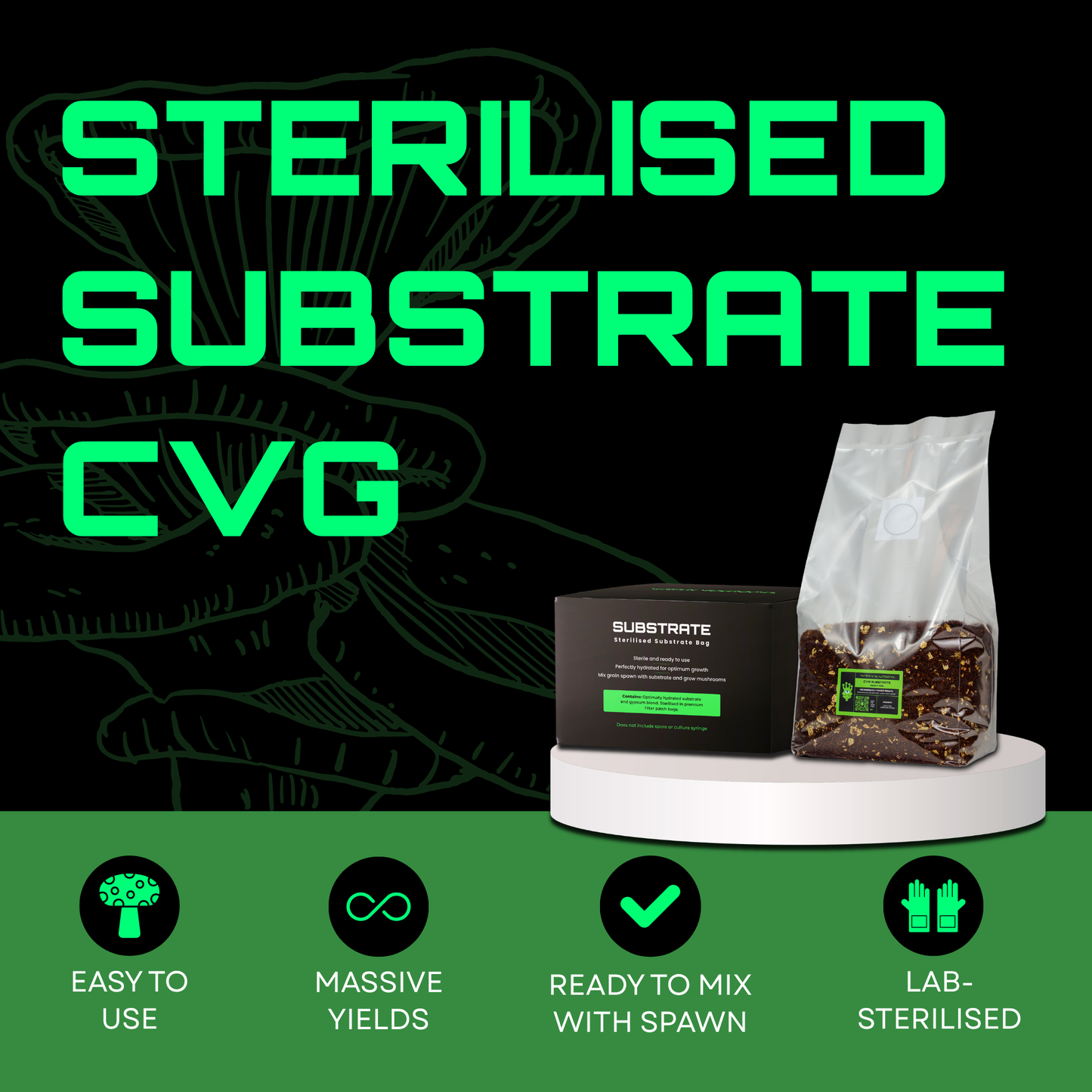 Sterilised CVG Mushroom Substrate Bag