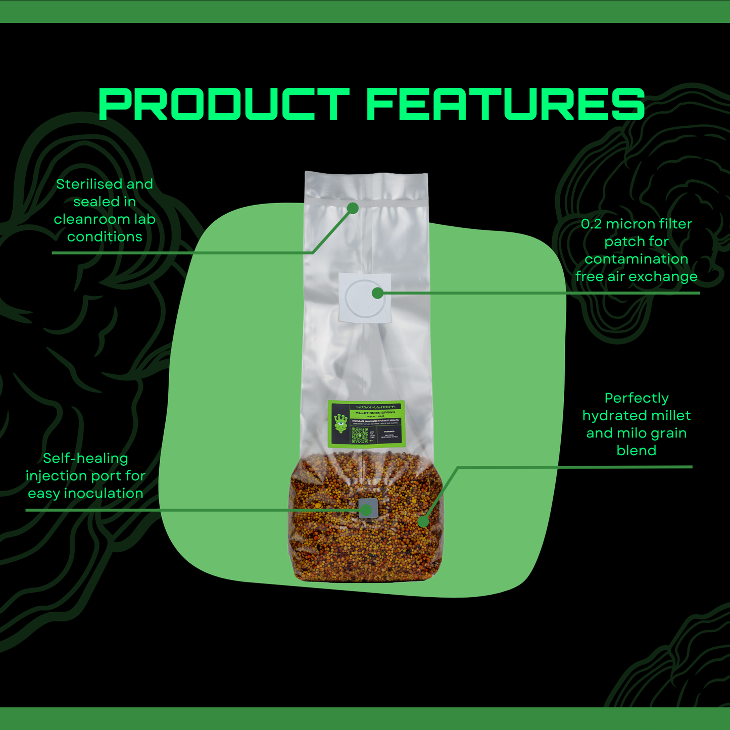 Sterilised Millet Mushroom Grain Spawn Bag